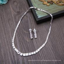 Hochzeits-Braut-Silber-Kristallrhinestone-Halsketten-Ohrring